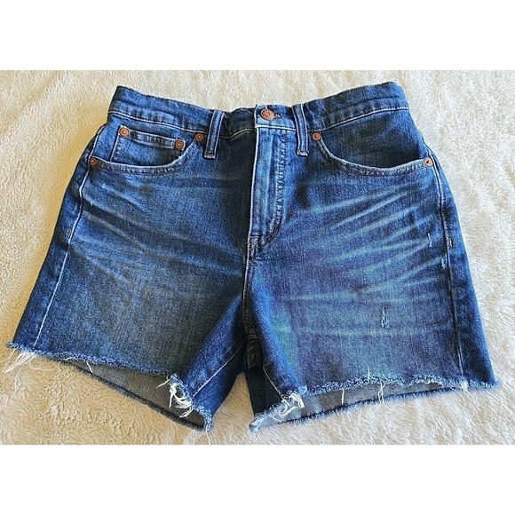 Madewell Pants - Madewell High-Rise Denim‎ Shorts in Glenoaks Wash Rough Hem Cutoff Size 27